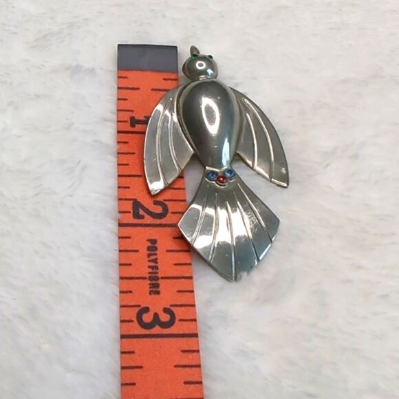 Vintage Rare Coro Swallow Bird Brooche w/ Rhinestone Accents - Picture 5 of 13